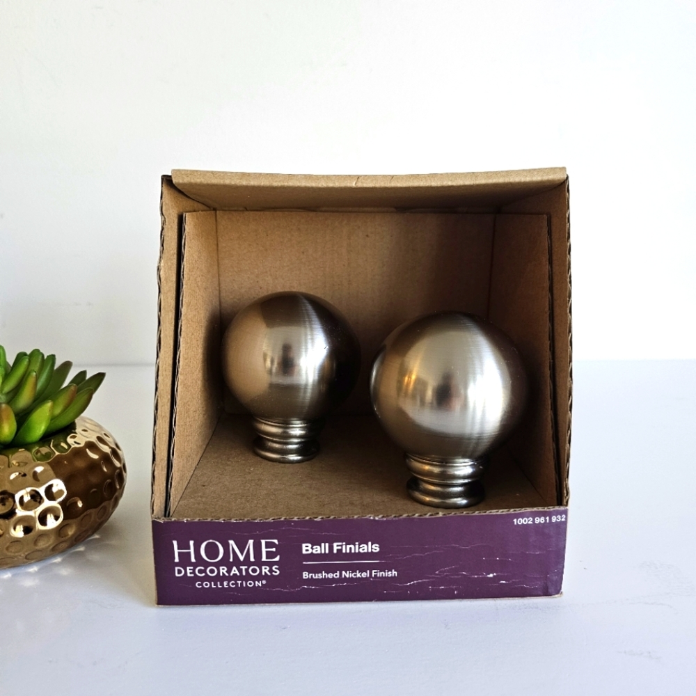 Home Decorators Collection 1 in. Ball Finials In Brushed Nickel Finish, 1 pack